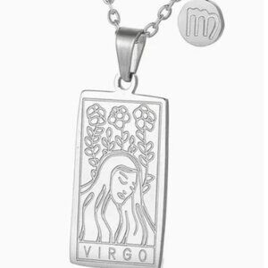 Virgo Zodiac Pendant Necklace 18K Gold Electro-Plated Stainless Steel Silver